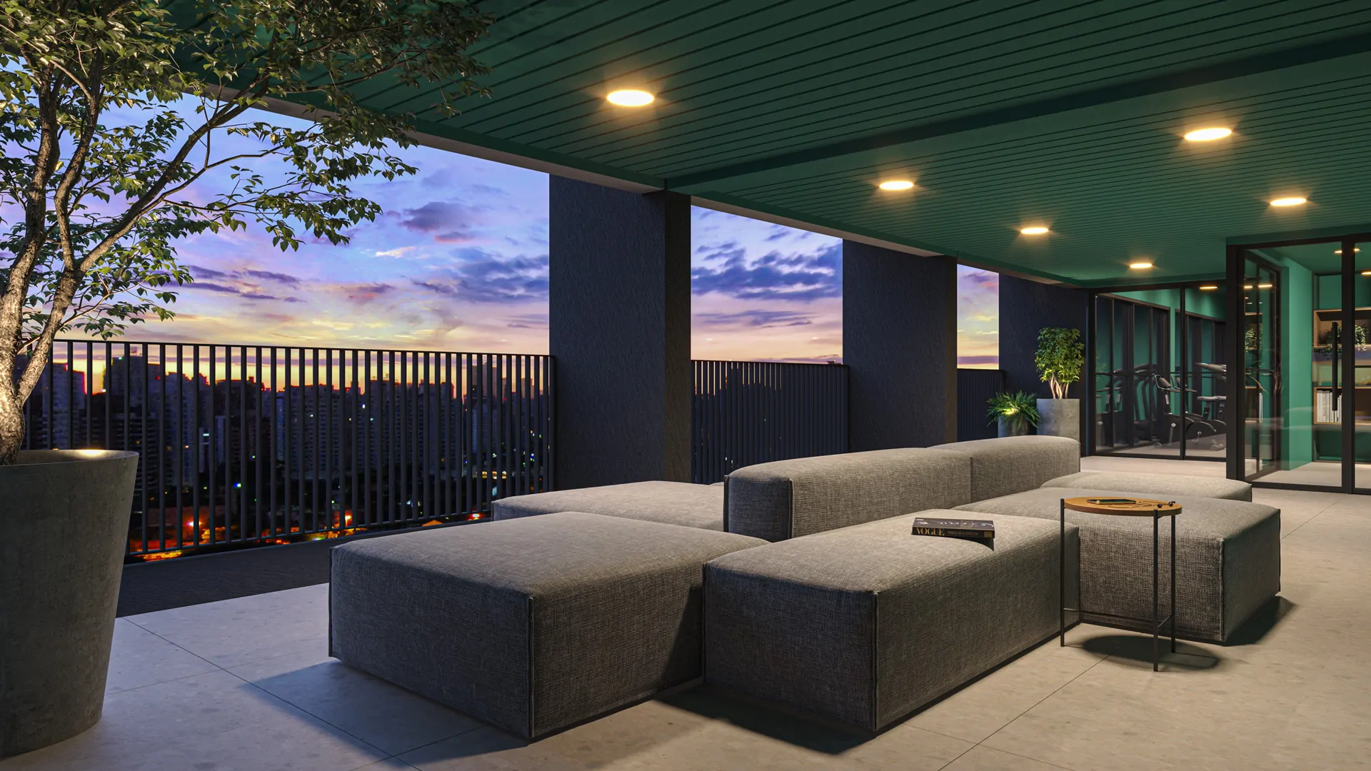 Área de convívio/lobby do DNA Paulistano