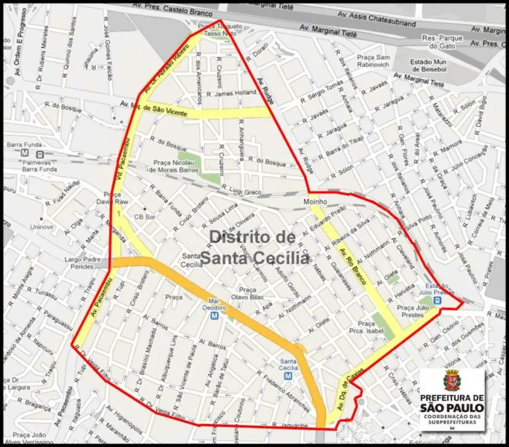 mapa do distrito de santa cecília - prefeitura de sp