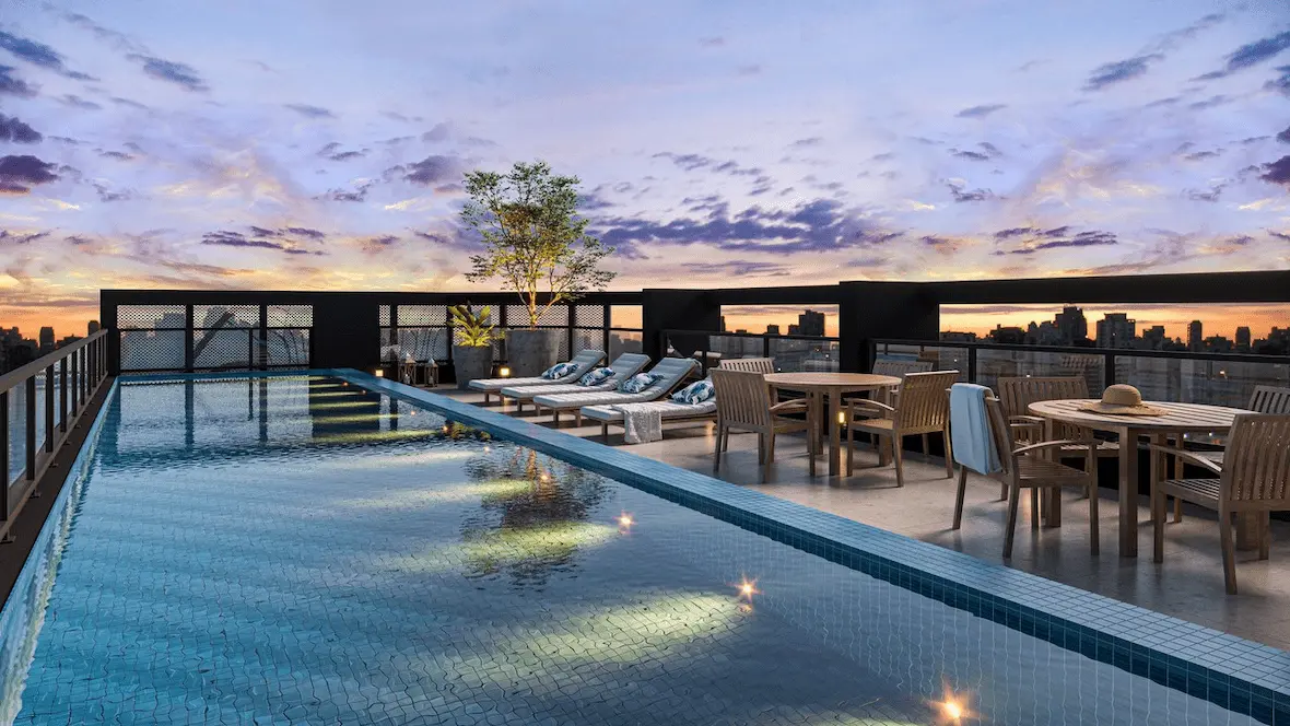 Rooftop com piscina do DNA Paulistano