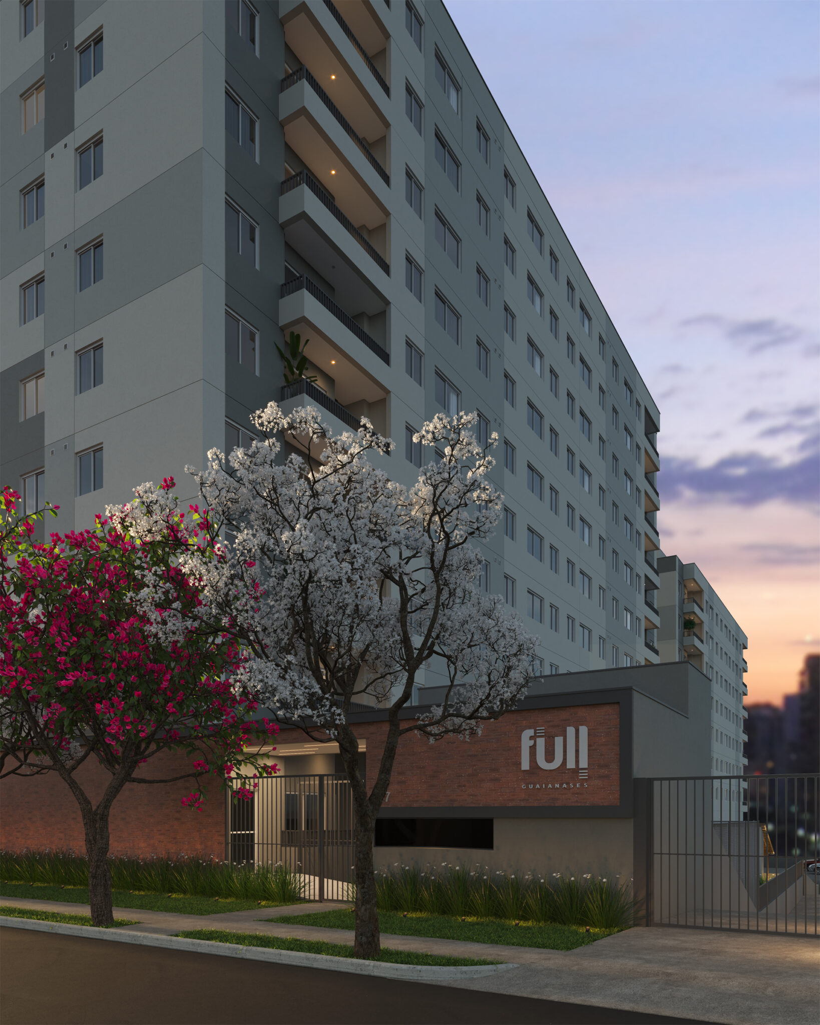Fachada do Full Guaianases ao entardecer
