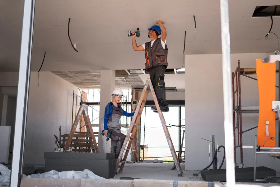 Homens trabalhando em uma construção